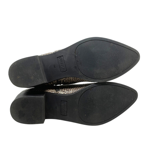 Unisa Sz 9 Brown Snake Reptile Embossed Vegan Leather Print Ankle Boots Booties - Picture 10 of 11